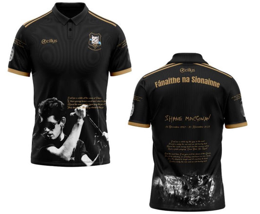 Mens - Black (with collar) - Shannon Rovers Limited Edition Shane MacGowan Commemorative Jersey